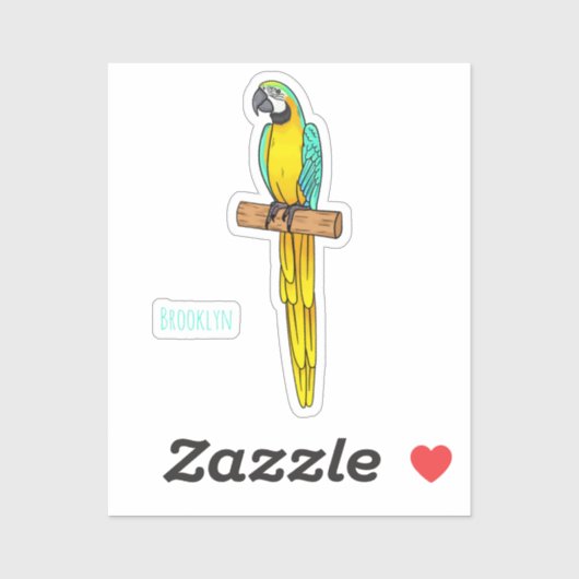 Blauwgele cartoon sticker (Vel)