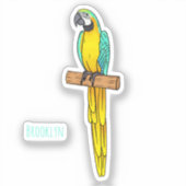 Blauwgele cartoon sticker (Voorkant)