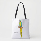 Blauwgele cartoon tote bag (Voorkant)