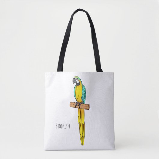 Blauwgele cartoon tote bag (Voorkant)