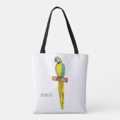 Blauwgele cartoon tote bag (Achterkant)