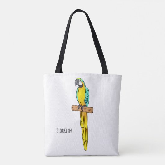 Blauwgele cartoon tote bag (Achterkant)