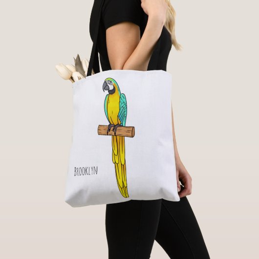 Blauwgele cartoon tote bag (Dichtbij)