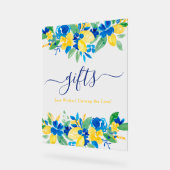 Blauwgele citroenen bloemengeschenken vrijgezellen acryl bord (Hoek)