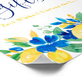 Blauwgele citroenen bloemengeschenken vrijgezellen poster (Hoek)