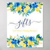 Blauwgele citroenen bloemengeschenken vrijgezellen poster (Voorkant)