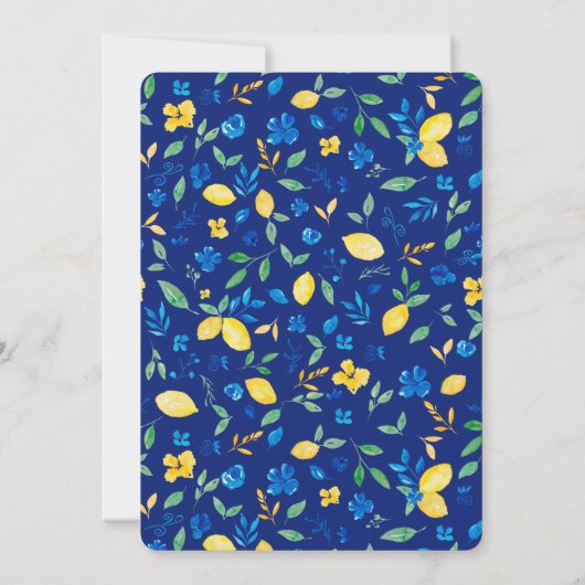 Blauwgele citroenen waterverf baby shower kaart (Achterkant)