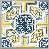 Blauwgele geometrische  kunst tegeltje