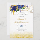 Blauwgele goudbrauwmazen Luncheon Kaart (Voorkant)