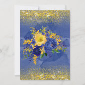 Blauwgele goudbrauwmazen Luncheon Kaart (Achterkant)