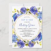 Blauwgele goudelegant floranje Sip en Zie Kaart (Voorkant)