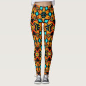 Blauwgele Leggings met patroon (Voorkant)