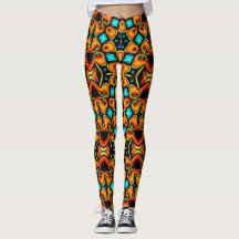 Blauwgele Leggings met patroon