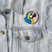 Blauwgele Macaw Ronde Button 5,7 Cm (In situ)