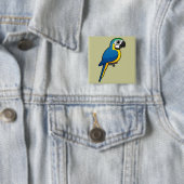 Blauwgele Macaw Vierkante Button 5,1 Cm (In situ)