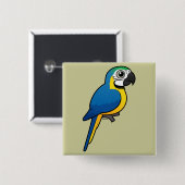 Blauwgele Macaw Vierkante Button 5,1 Cm (Voorkant /achterkant)