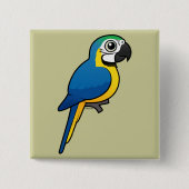 Blauwgele Macaw Vierkante Button 5,1 Cm (Voorkant)