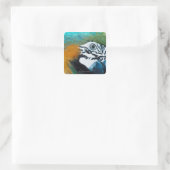 Blauwgele Macawê Vierkante Sticker (Tas)