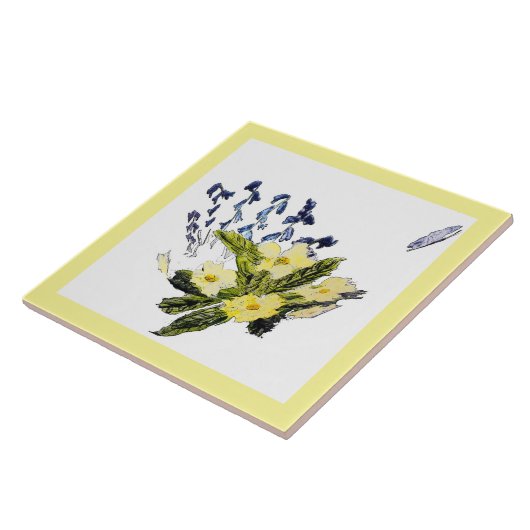 Blauwgele Natuur Tegeltje (Zijkant)