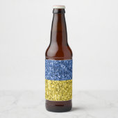 Blauwgele Oekraïense vlag Bier Etiket (Voorkant)
