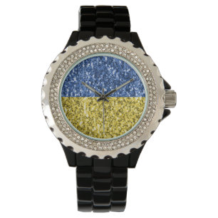 Blauwgele Oekraïense vlag Horloge