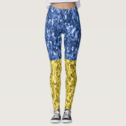 Blauwgele Oekraïense vlag Leggings (Voorkant)