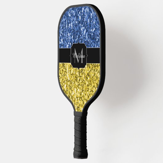 Blauwgele Oekraïense vlag Pickleball Paddle (Links)