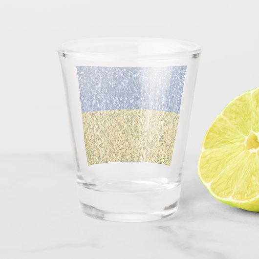 Blauwgele Oekraïense vlag Shot Glas (Achterkant)