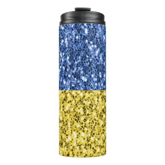 Blauwgele Oekraïense vlag Thermosbeker (Voorkant)