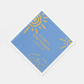 Blauwgele retro straal van zonneschijn Baby shower Servet (Hoek)