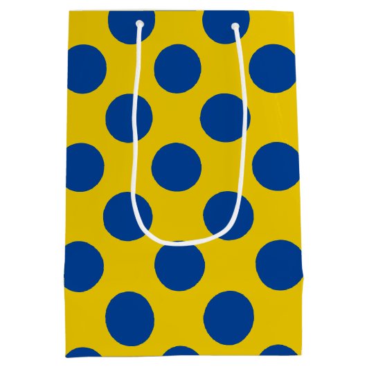 Blauwgele stippen medium cadeauzakje (Achterkant)