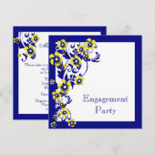 Blauwgele verloving trouwdag kaart (Voorkant / Achterkant)