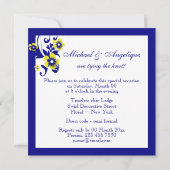 Blauwgele verloving trouwdag kaart (Achterkant)