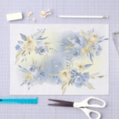Blauwgele waterverf Bloemen Boeketten Tissuepapier (Craft)