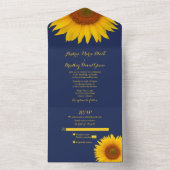 Blauwgele zonnebloem bruiloft RSVP All In One Uitnodiging (Binnen)