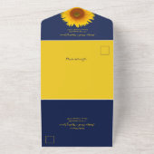 Blauwgele Zonnebloem Trouw RSVP All In One Uitnodiging (Buitenkant)