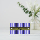 Blauwgele zwarte sparkle-juwelen monogram visitekaartje (Staand voorkant)