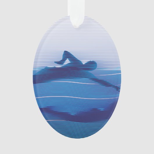 Blauwgelijnde swimmer Silhouettes Ornament (voorkant)