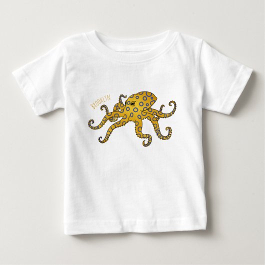 Blauwgeringde octopus cartoonillustratie (Voorkant)