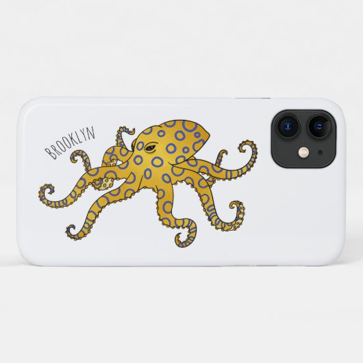 Blauwgeringde octopus cartoonillustratie Case-Mate iPhone case (Achterkant (horizontaal))