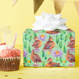 Blauwgevleugelde Talingen in een Moeras Patroon Cadeaupapier