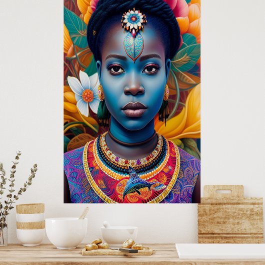 Blauwgezicht Afrikaanse prinses Poster (Keuken)