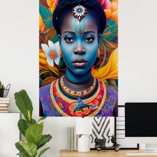 Blauwgezicht Afrikaanse prinses Poster (Thuiskantoor)