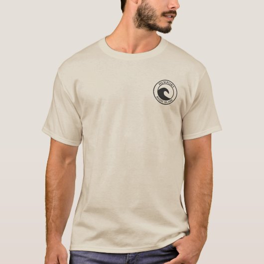 Blauwgolfontwerp voor Newport RI Black Ocean Wave T-shirt (Voorkant)