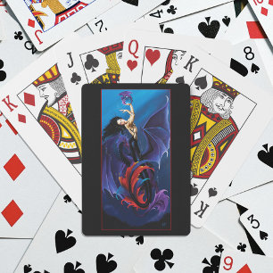 Blauwgotische draken zeemeermin fantasie paars pokerkaarten