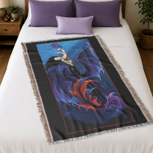 Blauwgotische Draken Zeemeermin Fantasy Paars  Deken
