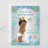 Blauwgoud onder het Zee Prince Baby shower Etnisch Kaart (Voorkant)