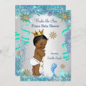 Blauwgoud onder het Zee Prince Baby shower Etnisch Kaart (Voorkant / Achterkant)