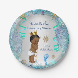 Blauwgoud onder het Zee Prince Baby shower Etnisch Papieren Bordje