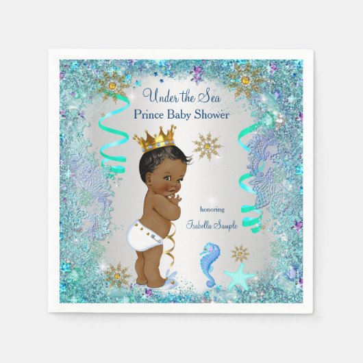 Blauwgoud onder het Zee Prince Baby shower Etnisch Servetten (Voorkant)